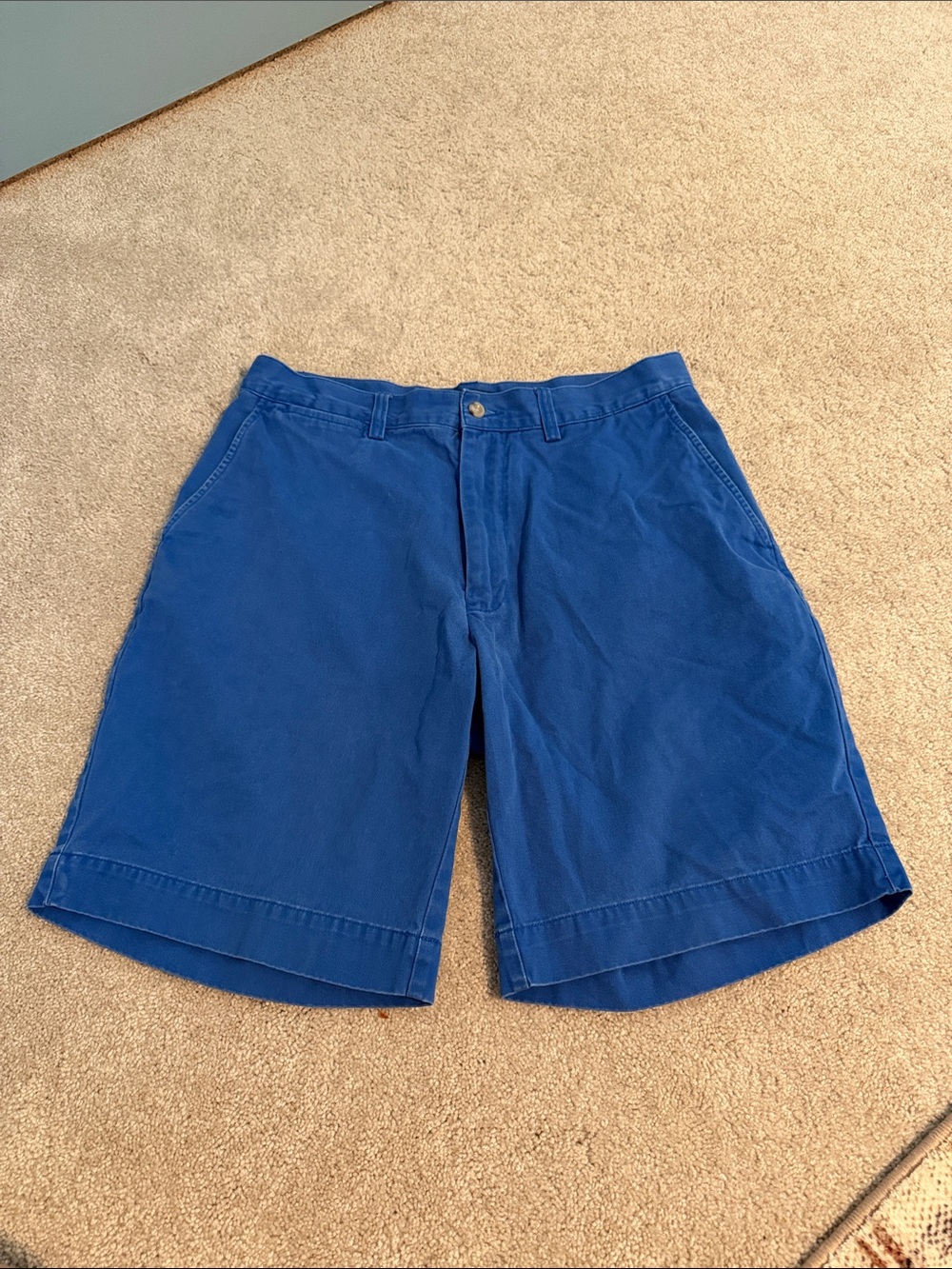 Ralph Lauren Men's Flat Front Royal Blue Cotton Shorts